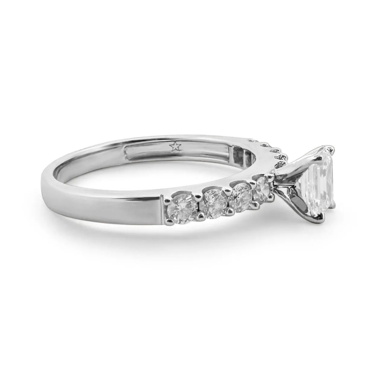 0.50ct Emerald Cut Diamond GIA H SI1 in 14k White Gold Engagement Ring