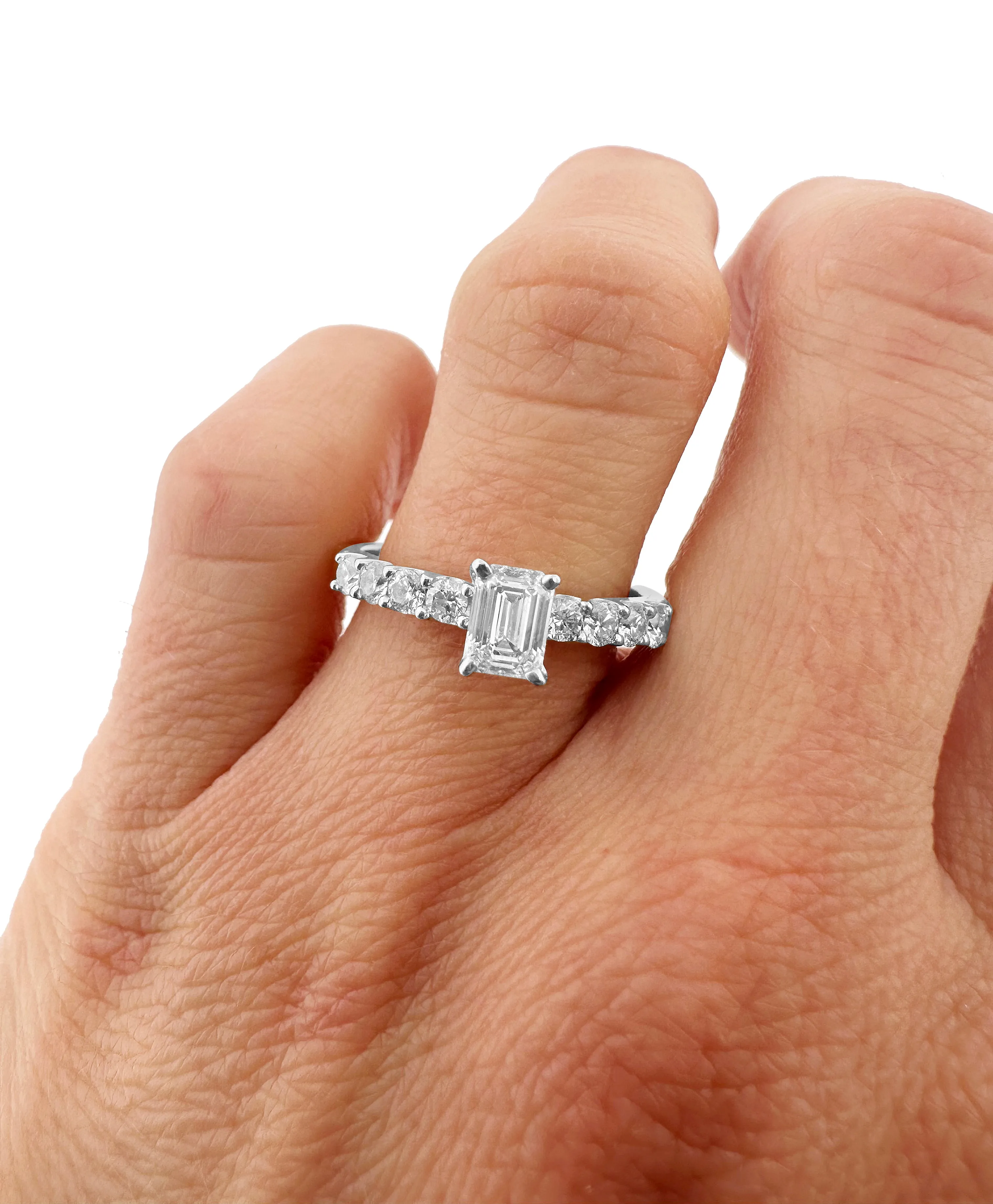 0.50ct Emerald Cut Diamond GIA H SI1 in 14k White Gold Engagement Ring