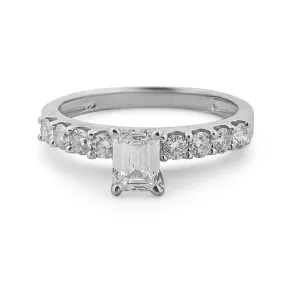 0.50ct Emerald Cut Diamond GIA H SI1 in 14k White Gold Engagement Ring