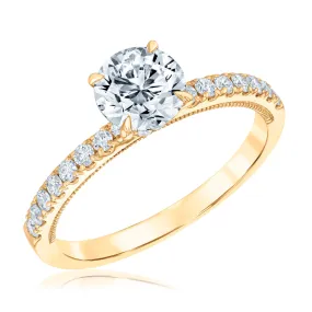 1 1/2ctw Round Lab Grown Diamond Hidden Halo Yellow Gold Engagement Ring - Chemistry