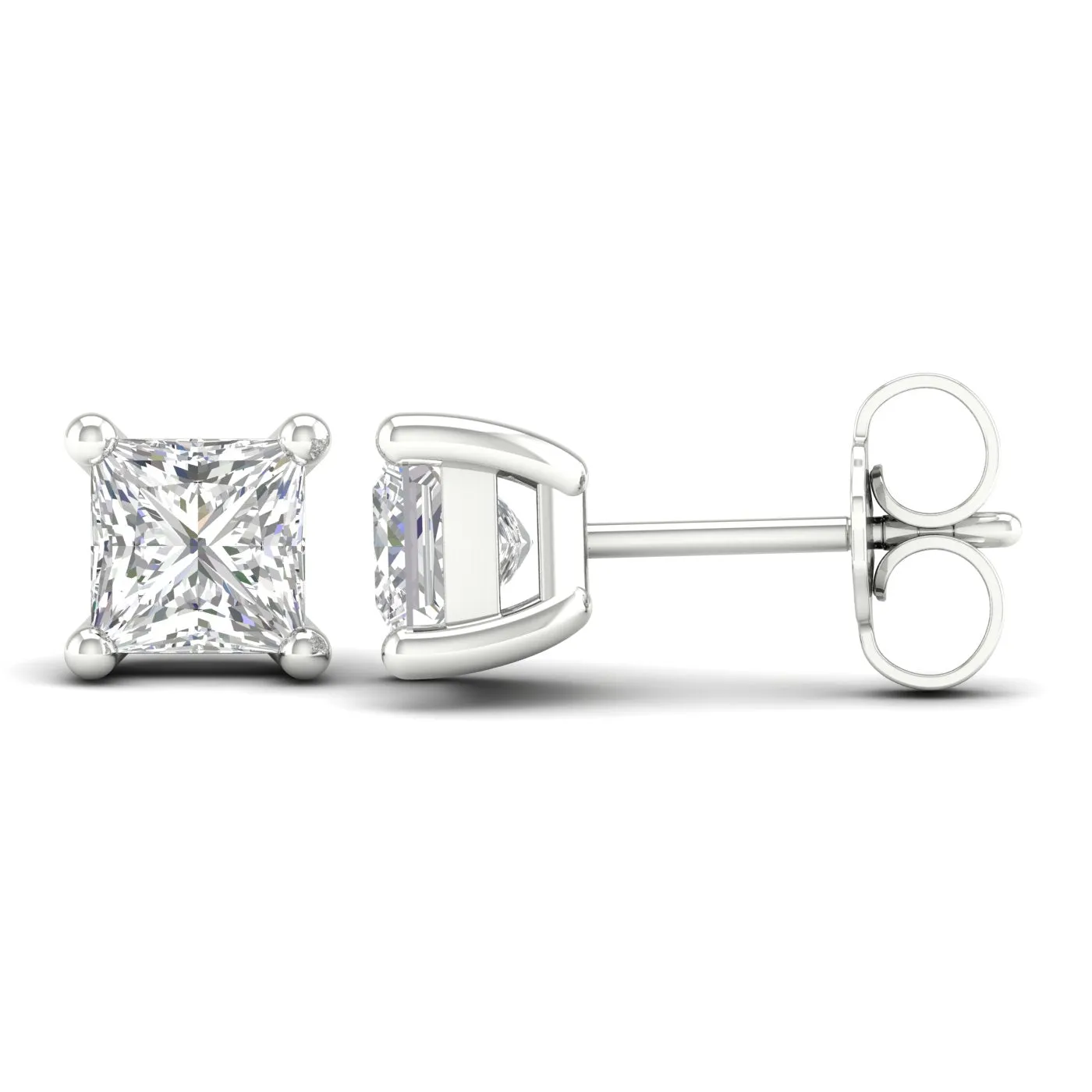 1 ¼ Carat Princess Lab Grown Diamond 14K Gold Solitaire Stud Earrings
