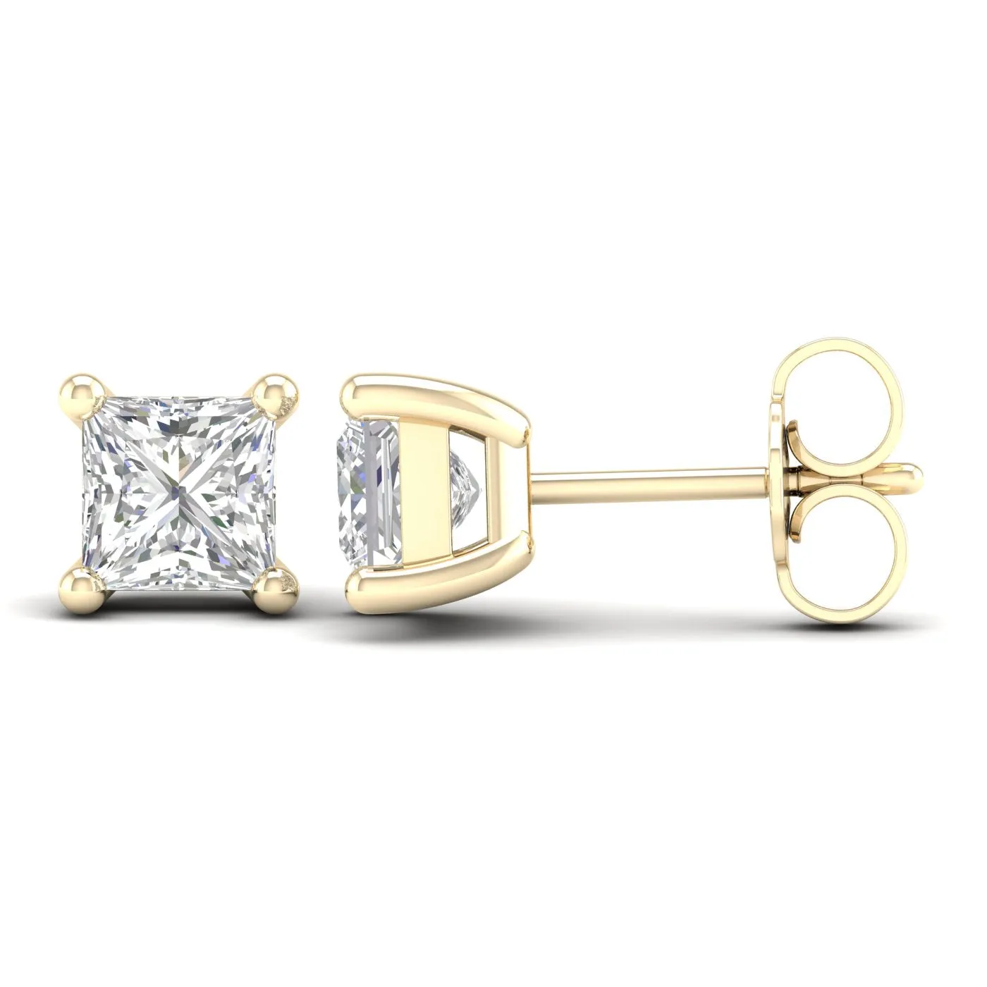 1 ¼ Carat Princess Lab Grown Diamond 14K Gold Solitaire Stud Earrings