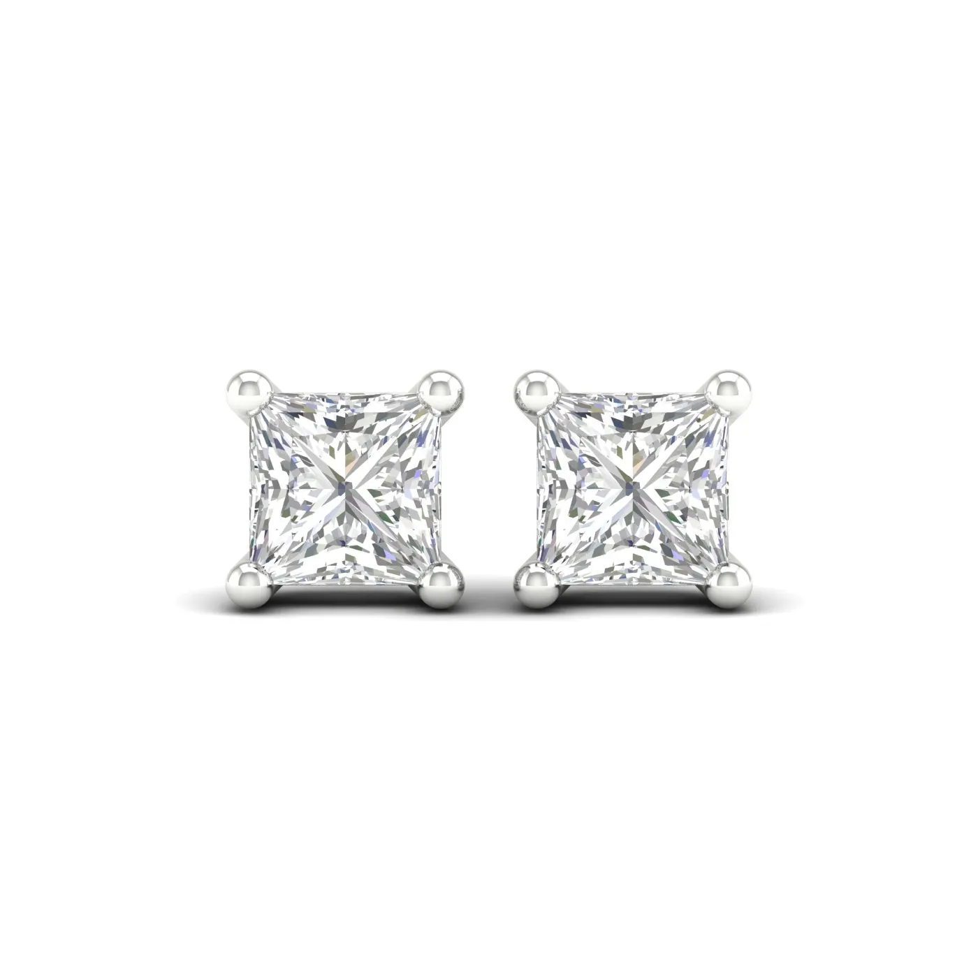 1 ¼ Carat Princess Lab Grown Diamond 14K Gold Solitaire Stud Earrings