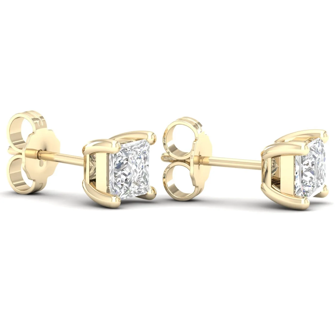 1 ¼ Carat Princess Lab Grown Diamond 14K Gold Solitaire Stud Earrings