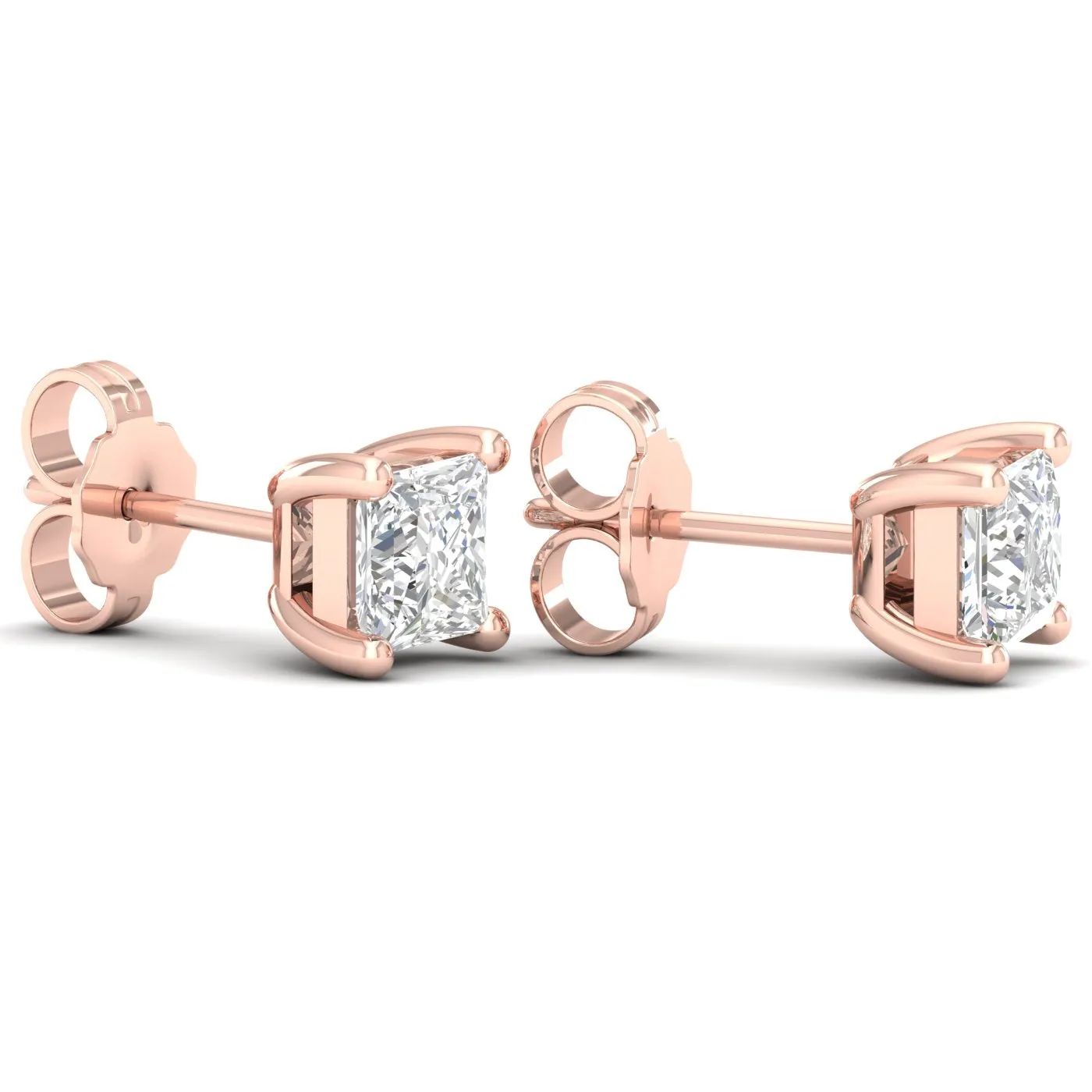 1 ¼ Carat Princess Lab Grown Diamond 14K Gold Solitaire Stud Earrings