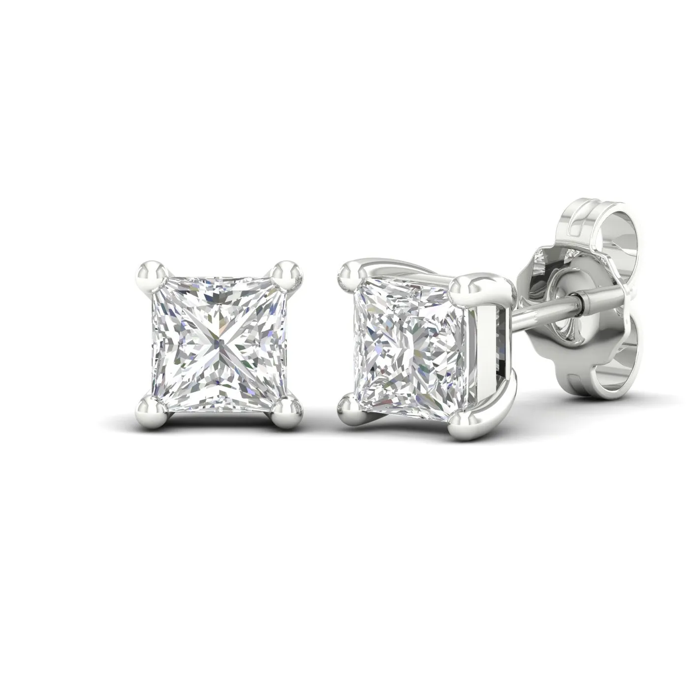 1 ¼ Carat Princess Lab Grown Diamond 14K Gold Solitaire Stud Earrings