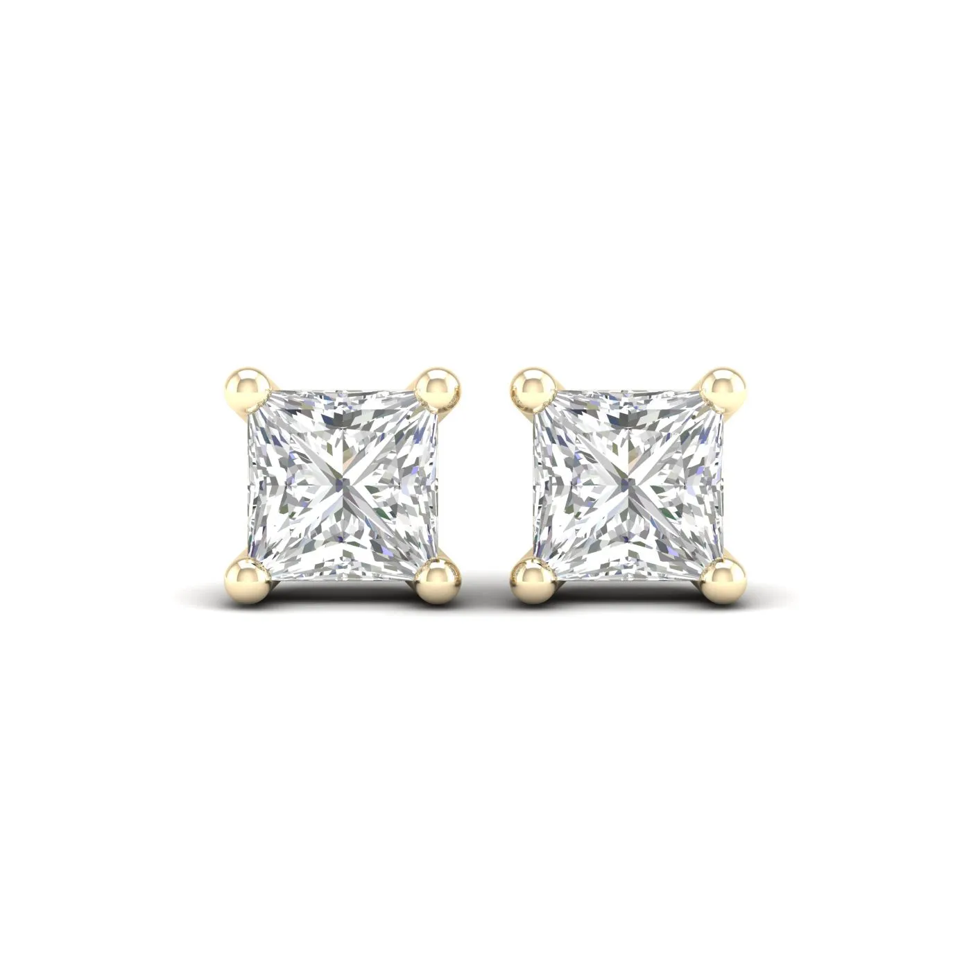 1 ¼ Carat Princess Lab Grown Diamond 14K Gold Solitaire Stud Earrings