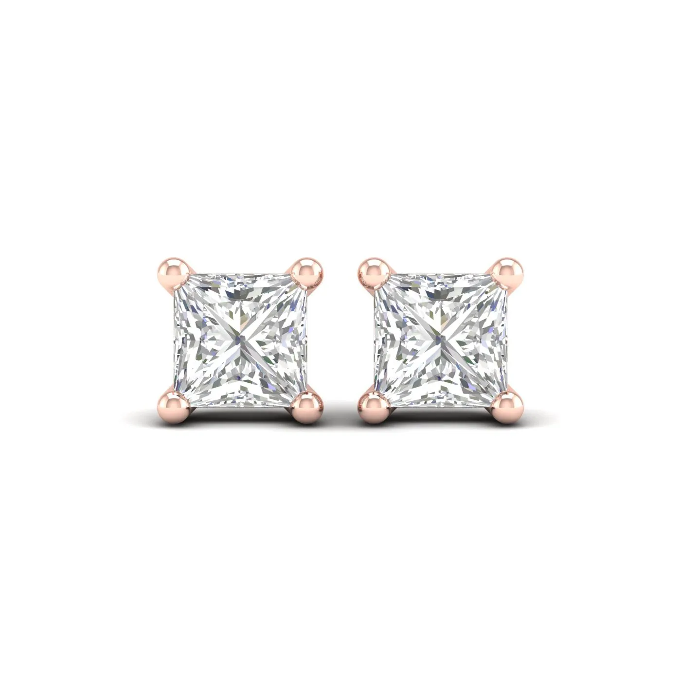 1 ¼ Carat Princess Lab Grown Diamond 14K Gold Solitaire Stud Earrings