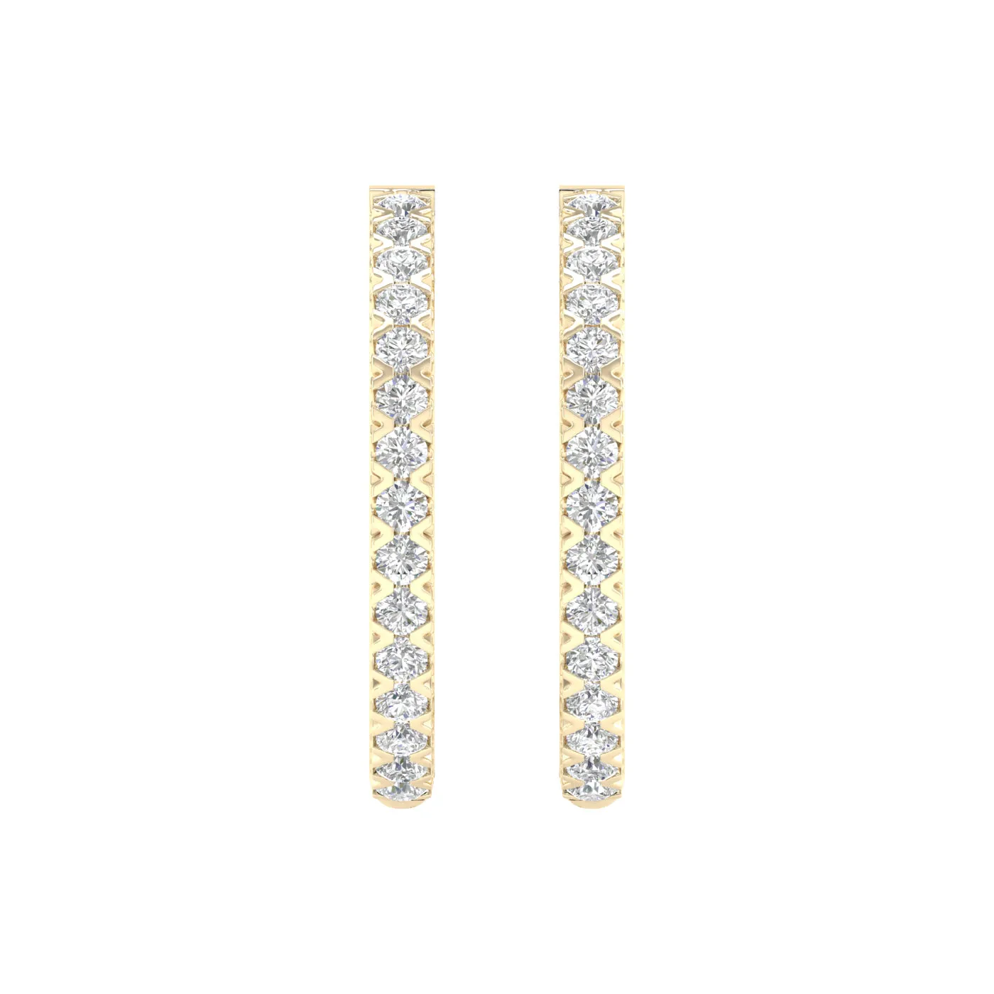 1 Carat Round Lab Grown Diamond 14K Gold Hoop Earrings