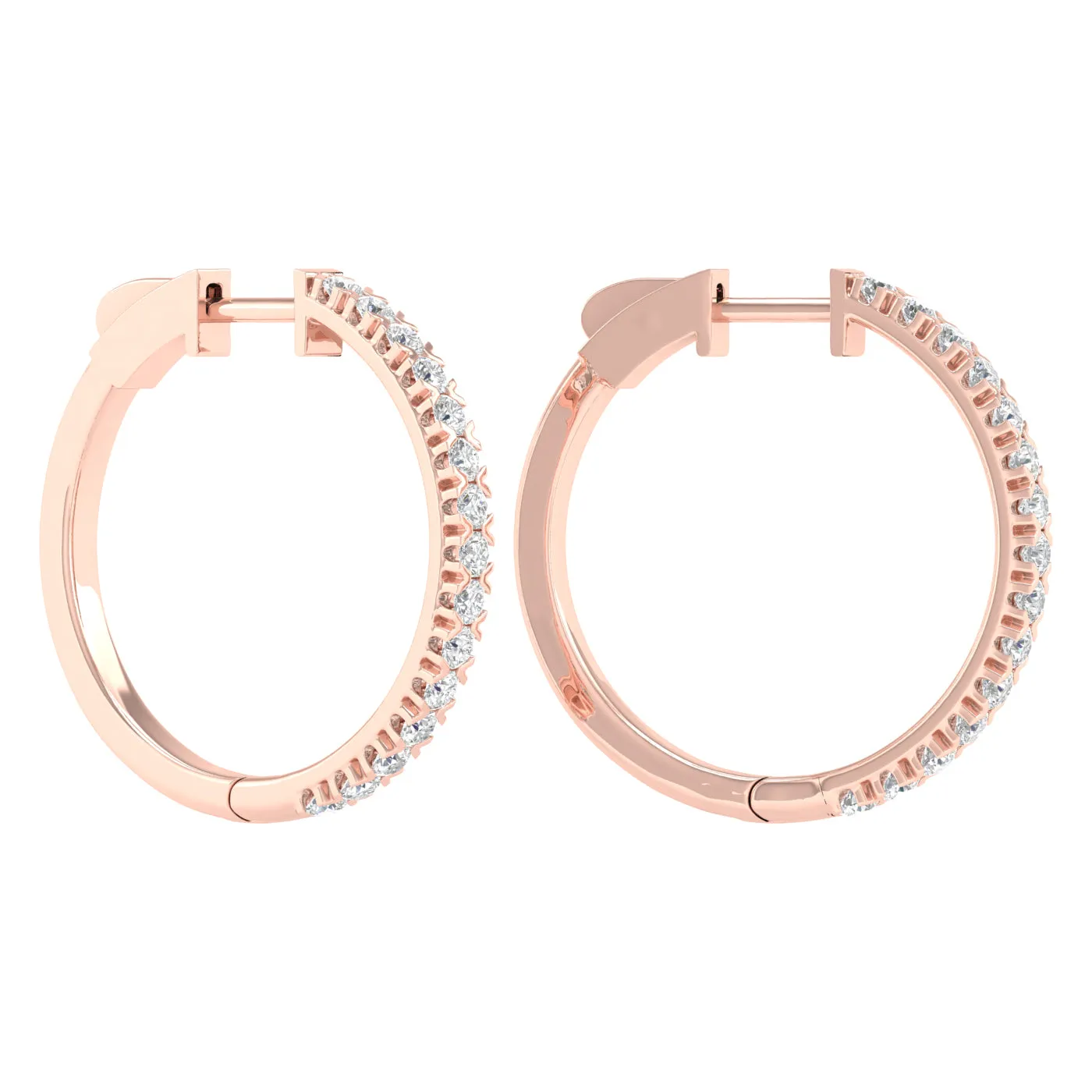 1 Carat Round Lab Grown Diamond 14K Gold Hoop Earrings