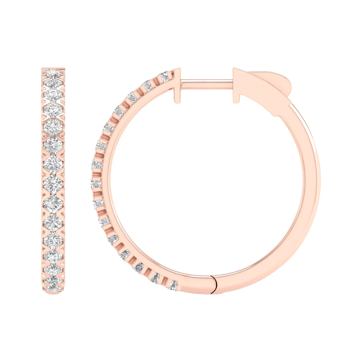 1 Carat Round Lab Grown Diamond 14K Gold Hoop Earrings