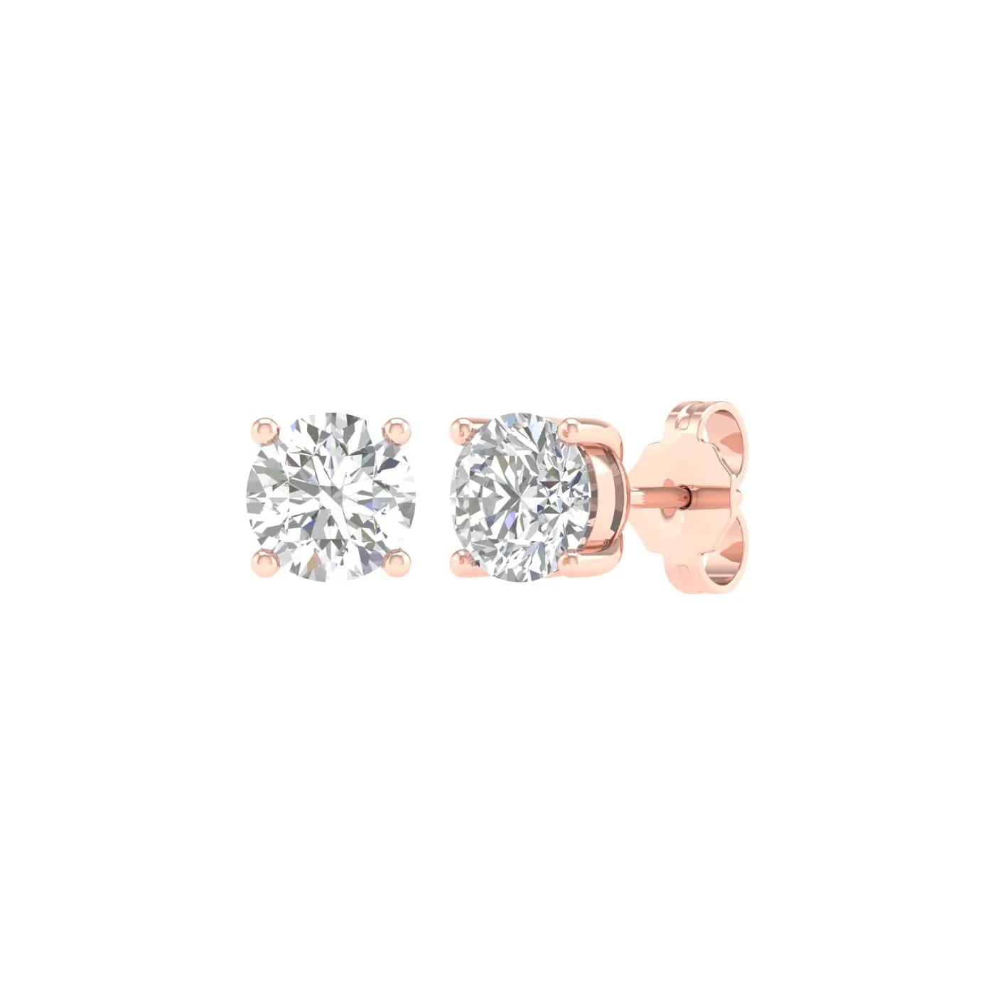 1 ¼ Carat Round Lab Grown Diamond 14K Gold Solitaire Stud Earrings
