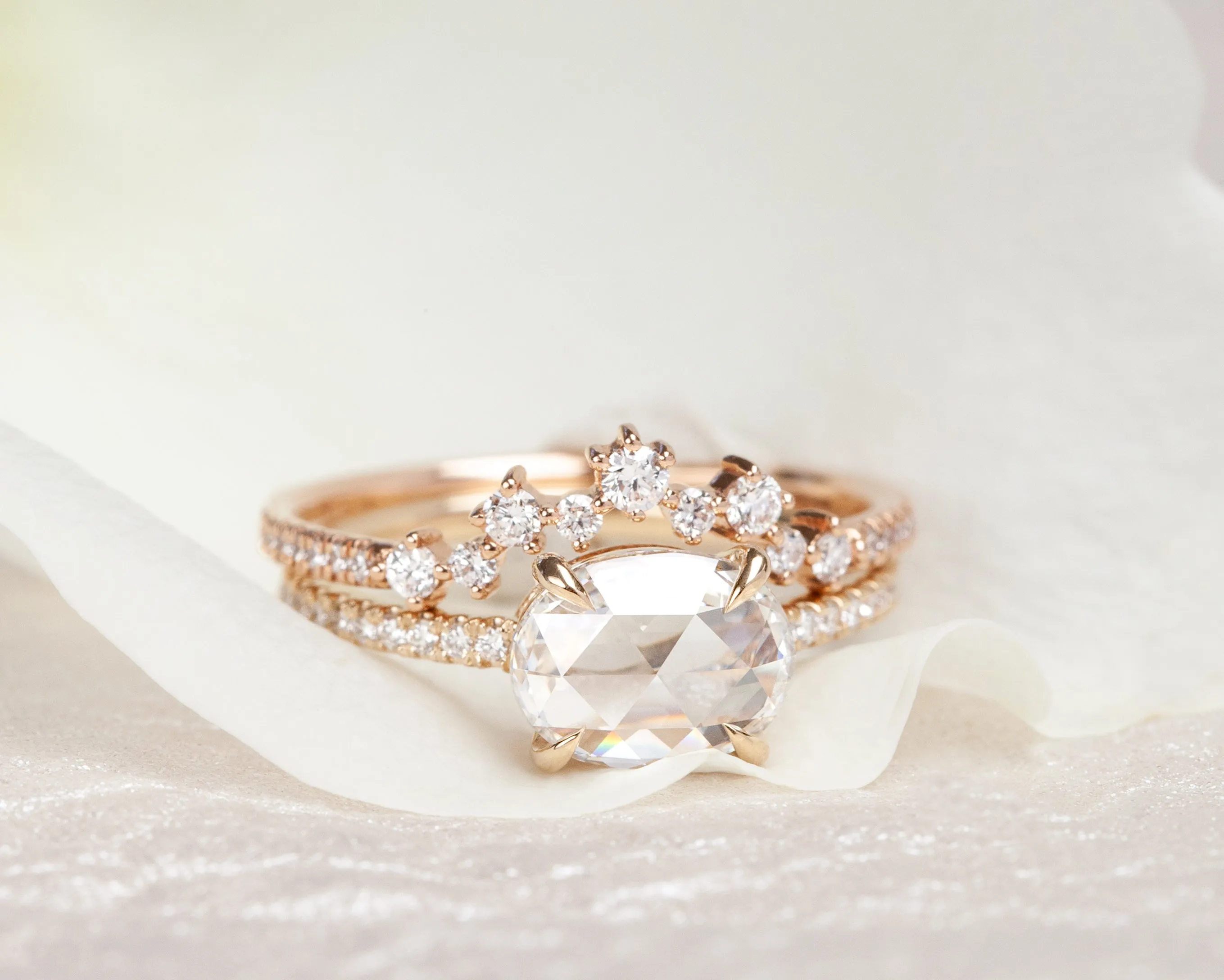 1.06-Carat Rose Cut Oval Diamond Ring