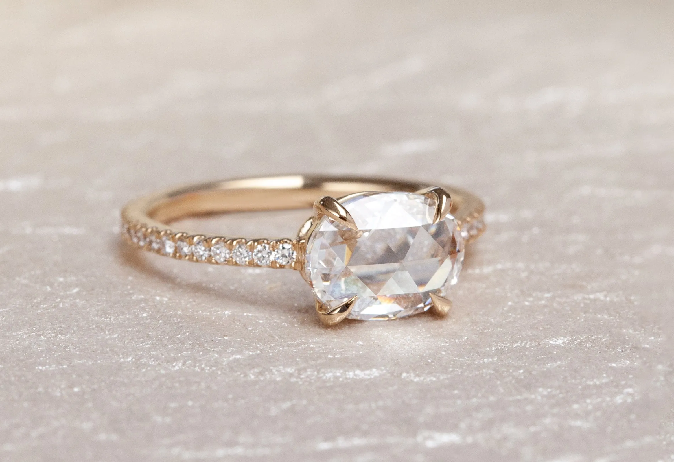 1.06-Carat Rose Cut Oval Diamond Ring