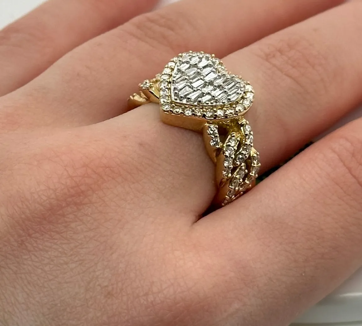1.10CT Diamond Heart 10K Ring