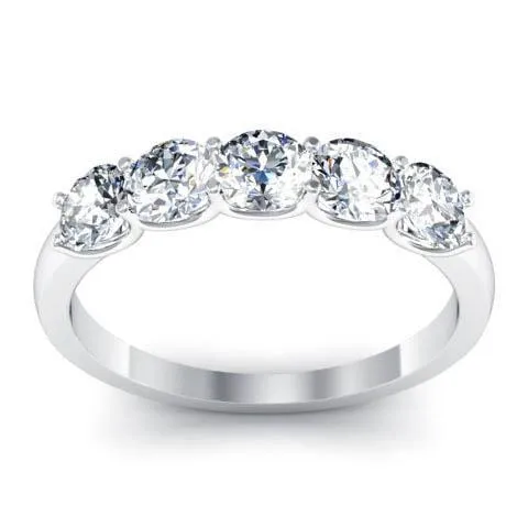 1.10cttw U Prong Round Cut GIA Certified Diamond Five Stone Ring