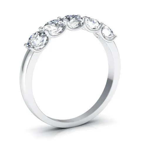 1.10cttw U Prong Round Cut GIA Certified Diamond Five Stone Ring