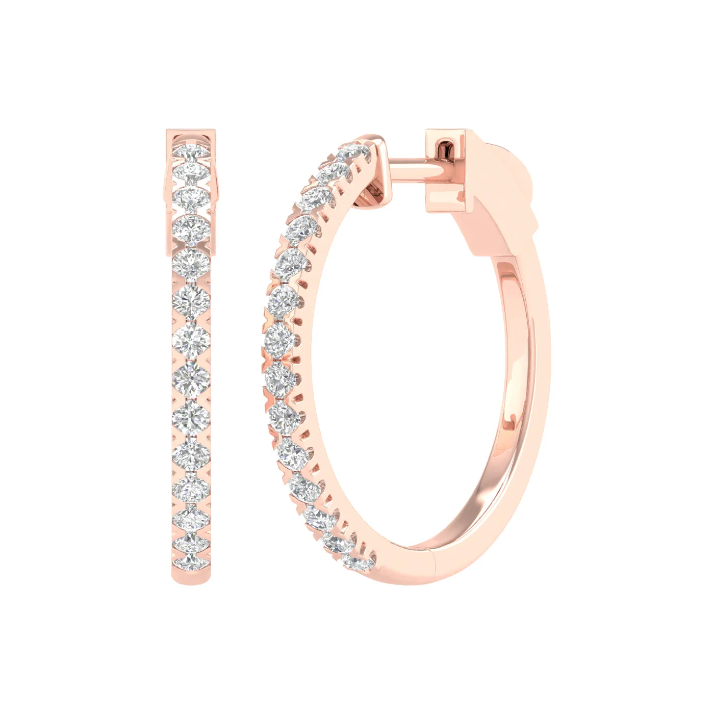 1/2 Carat Round Lab Grown Diamond 14K Gold Hoop Earrings