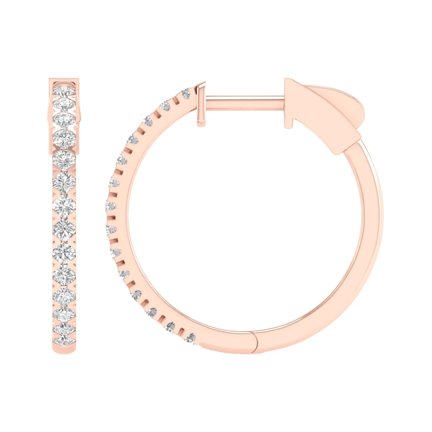 1/2 Carat Round Lab Grown Diamond 14K Gold Hoop Earrings
