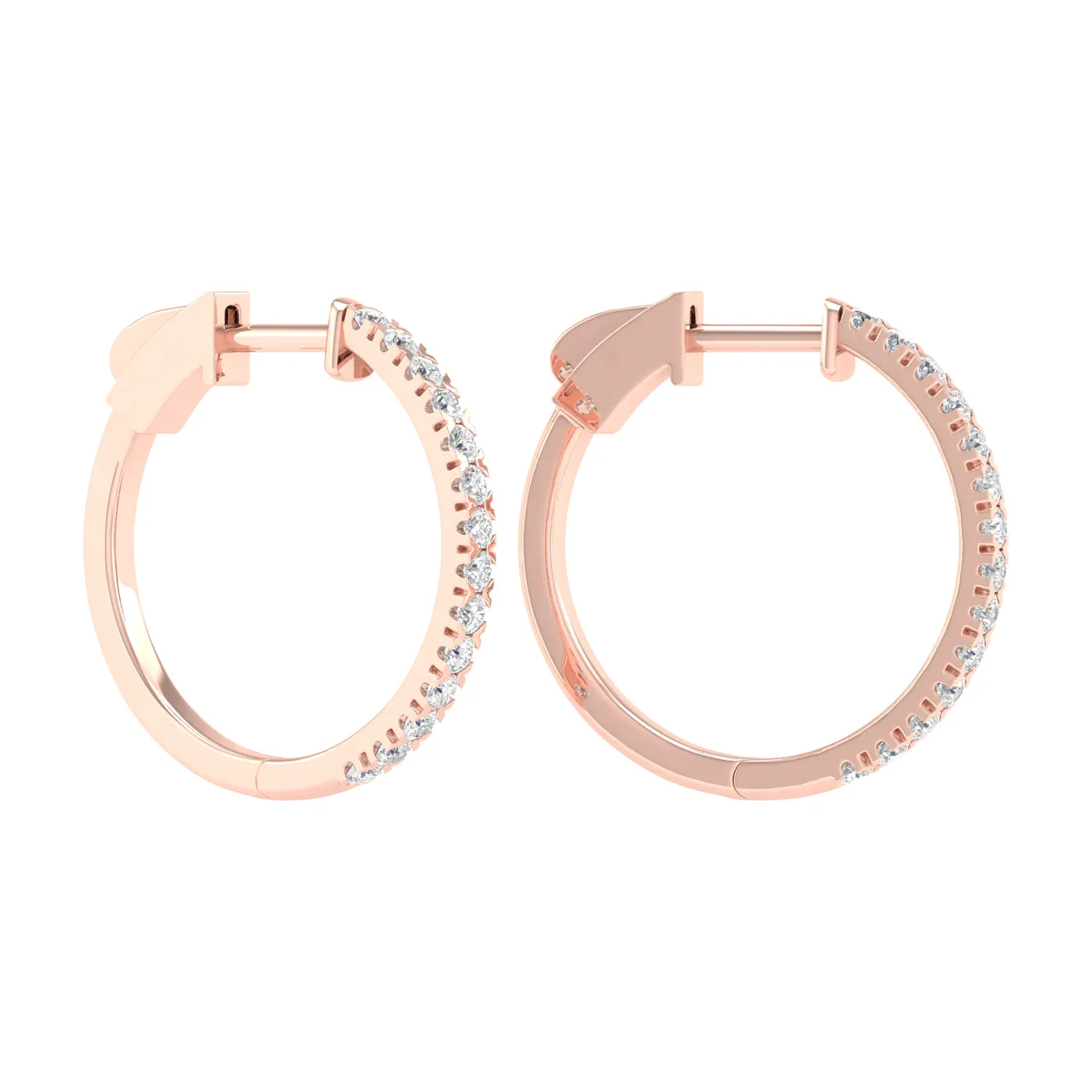 1/2 Carat Round Lab Grown Diamond 14K Gold Hoop Earrings