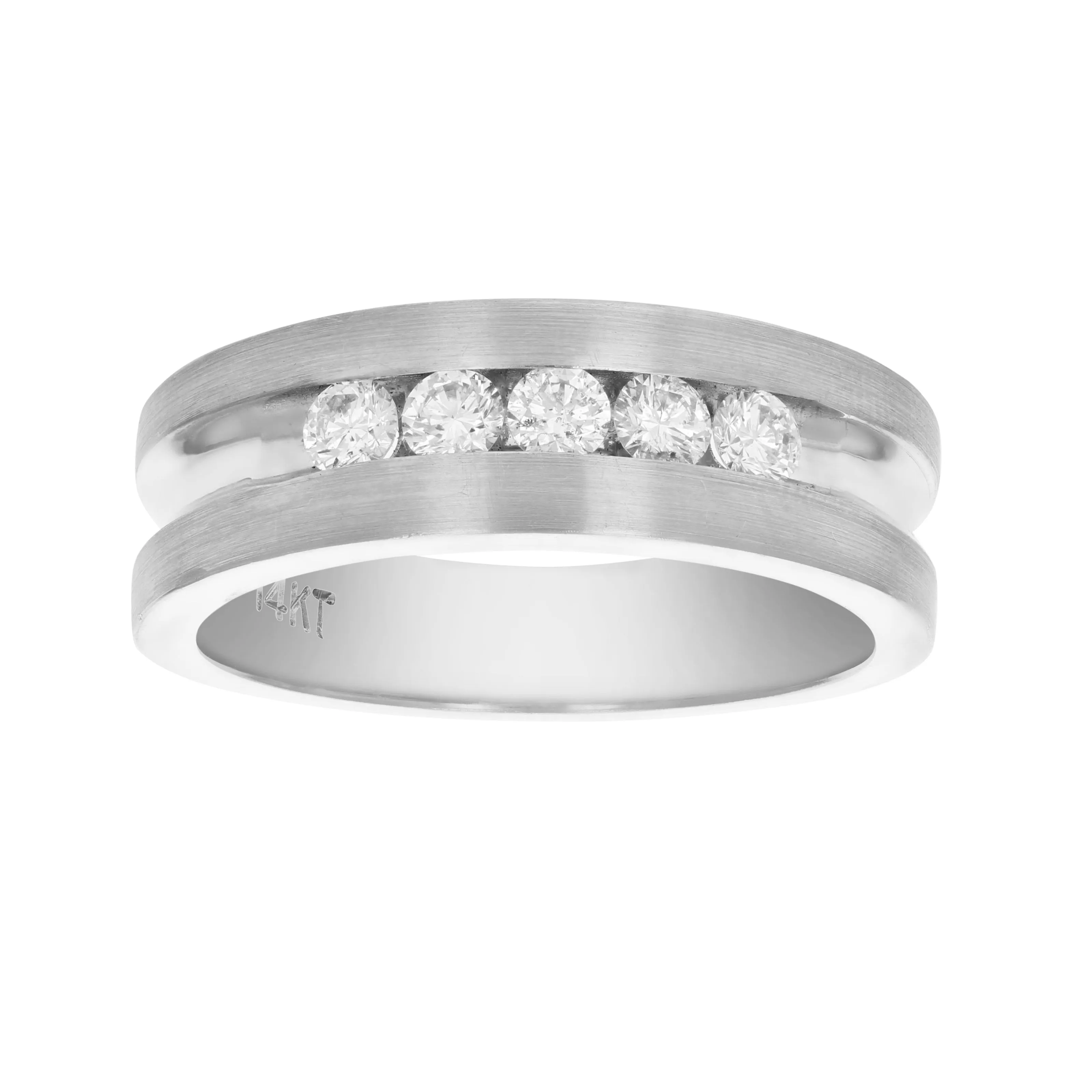 1/2 cttw SI2-I1 5 Stone Certified Machine Diamond Wedding Band 14K Gold