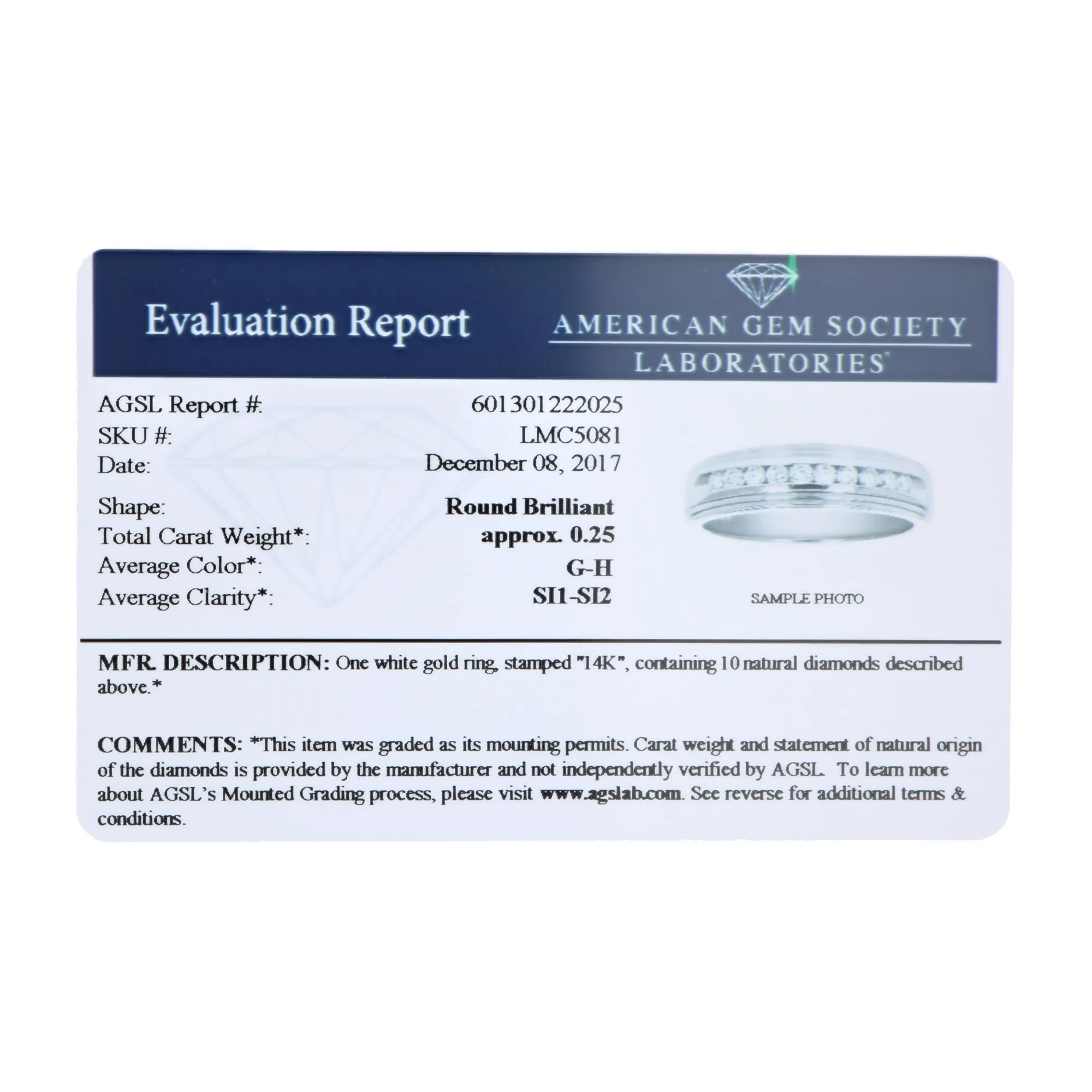 1/4 cttw SI1-SI2 10 Stone Certified Machine Diamond Wedding Band 14K Gold