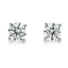 14ct White Gold 1.02ct-1.05ct Laboratory Grown Round Four Claw Diamond Earrings