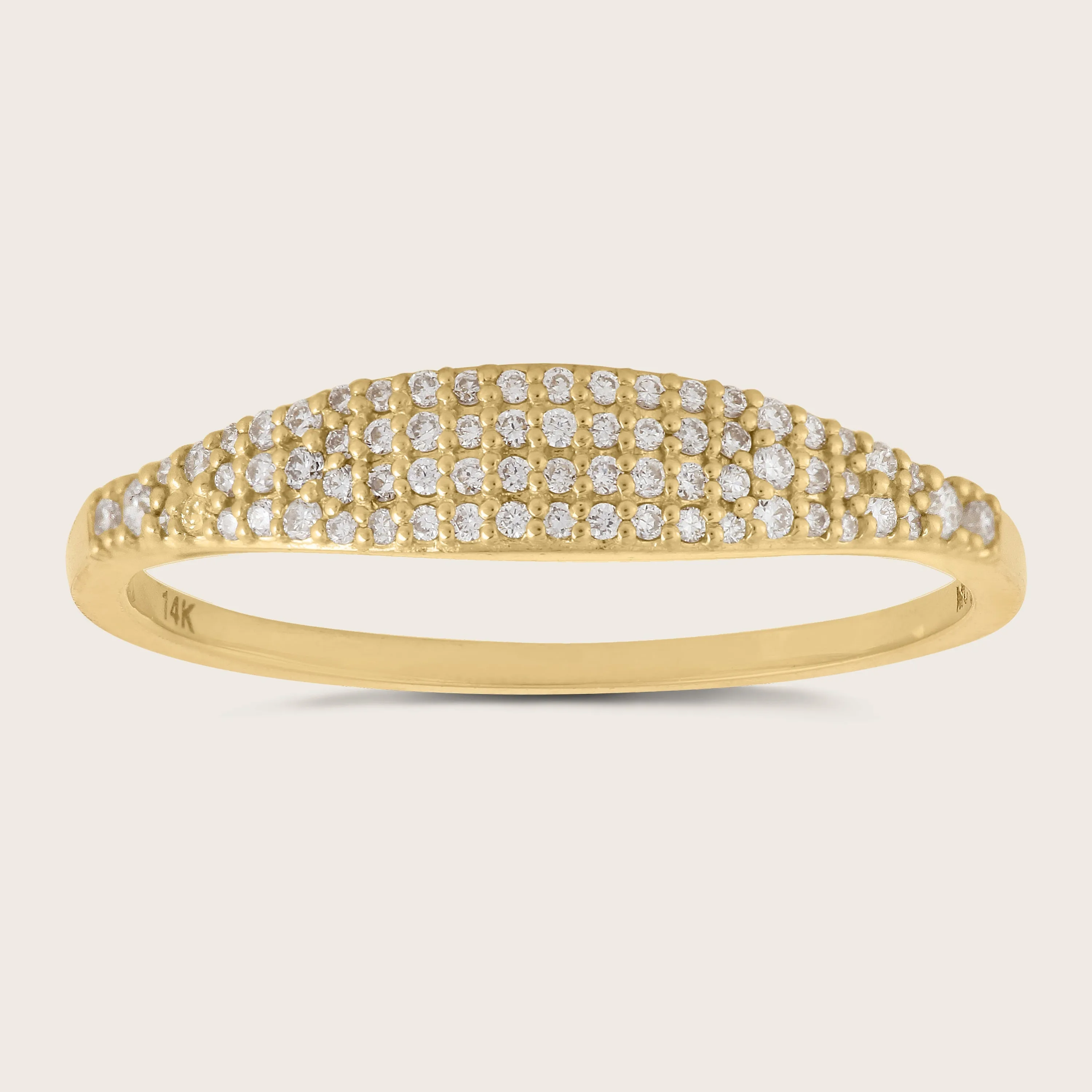 14k Gold Pavé Lab Grown Diamond Thin Dôme Ring