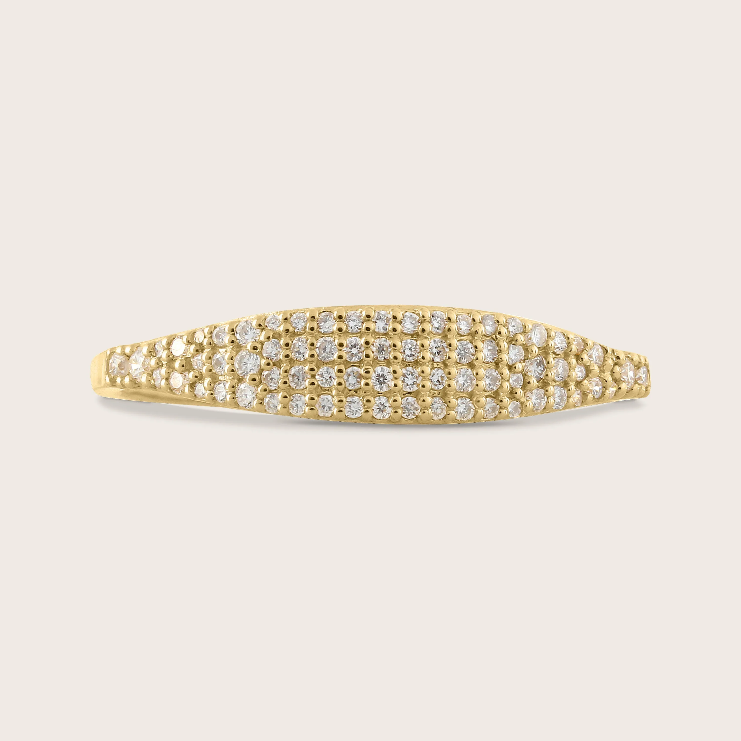 14k Gold Pavé Lab Grown Diamond Thin Dôme Ring
