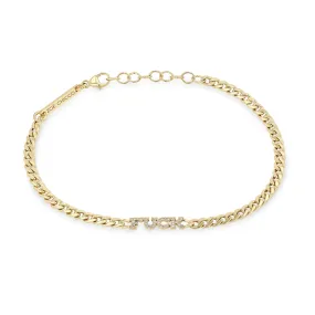 14k Itty Bitty Pavé Diamond FUCK Small Curb Chain Bracelet