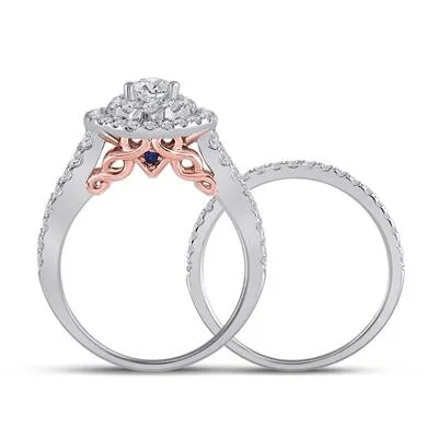 14K PEAR DIAMOND BRIDAL WEDDING RING SET 2 CTTW (CERTIFIED)