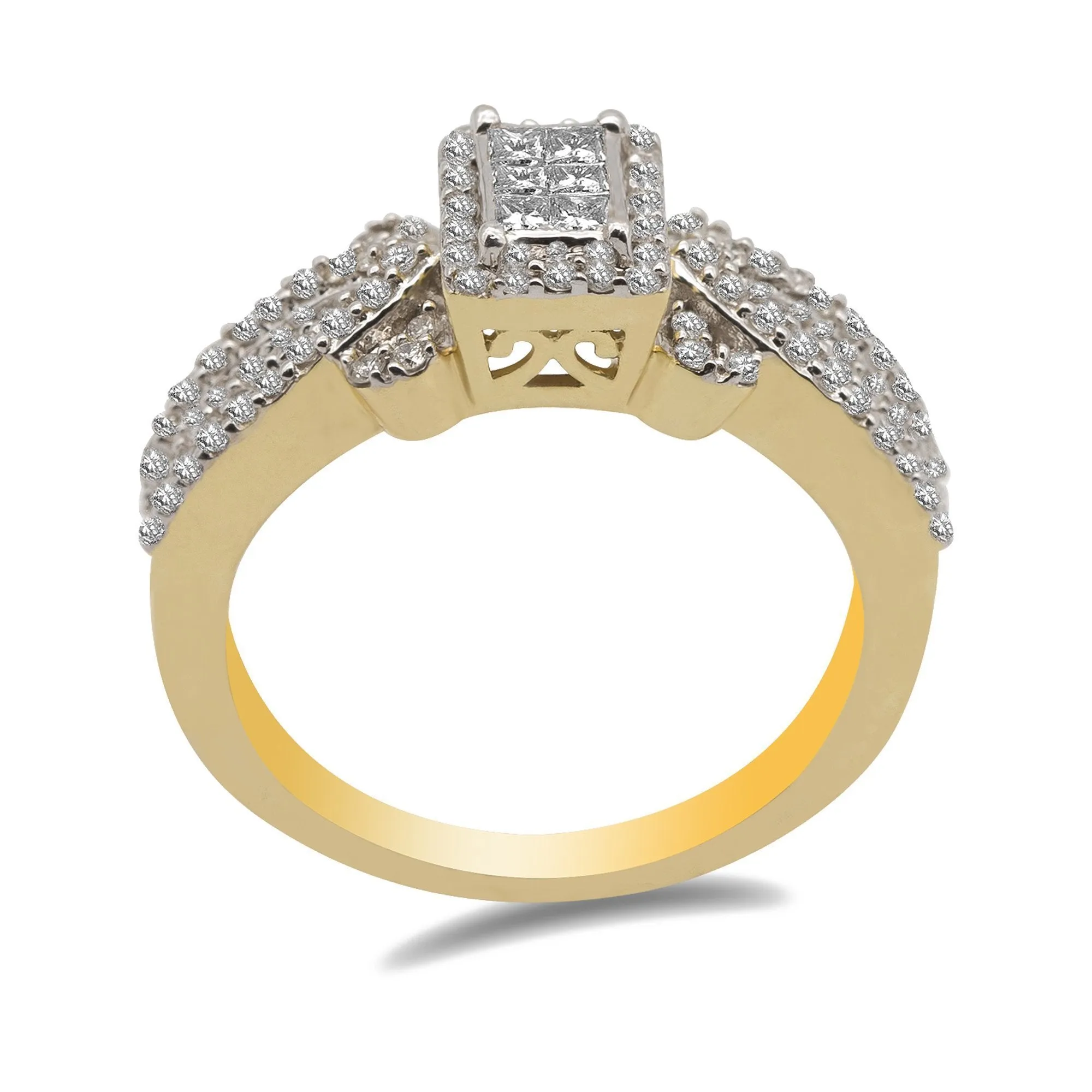 14K Two Tone Gold Art Deco Diamond Pavé Ring