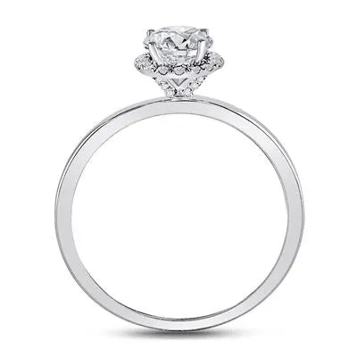 14K WHITE GOLD ROUND DIAMOND SOLITAIRE BRIDAL ENGAGEMENT RING 7/8 CTW (CERTIFIED)