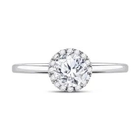 14K WHITE GOLD ROUND DIAMOND SOLITAIRE BRIDAL ENGAGEMENT RING 7/8 CTW (CERTIFIED)