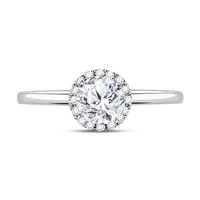 14K WHITE GOLD ROUND DIAMOND SOLITAIRE BRIDAL ENGAGEMENT RING 7/8 CTW (CERTIFIED)