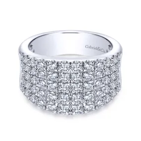 14K White Gold Wide Band Pavé Diamond Ring