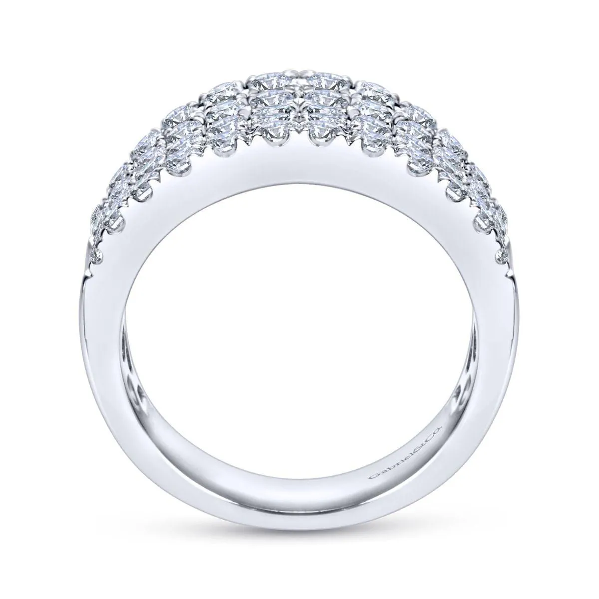 14K White Gold Wide Band Pavé Diamond Ring