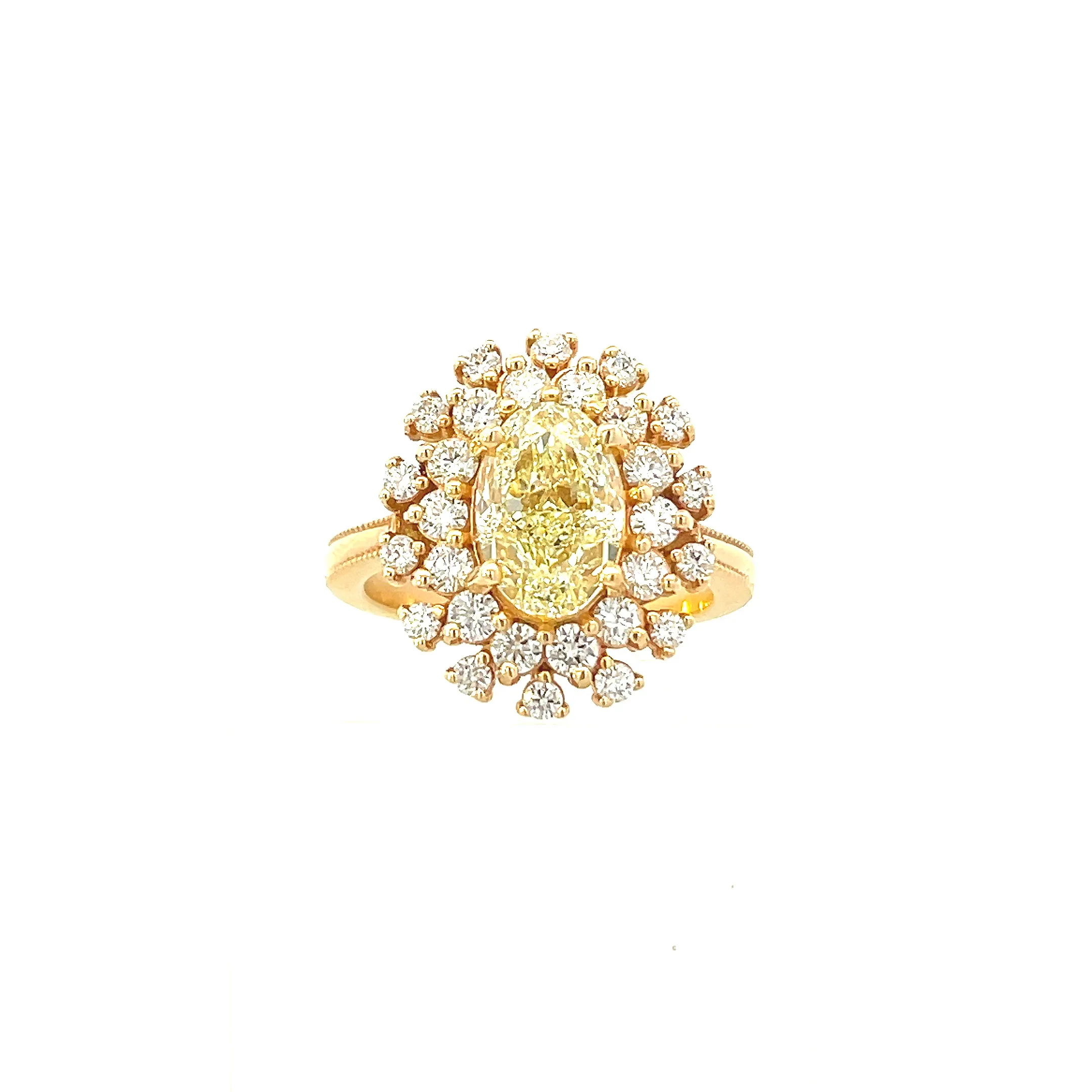 14K Yellow Gold - Halo Diamond Ring - J31759