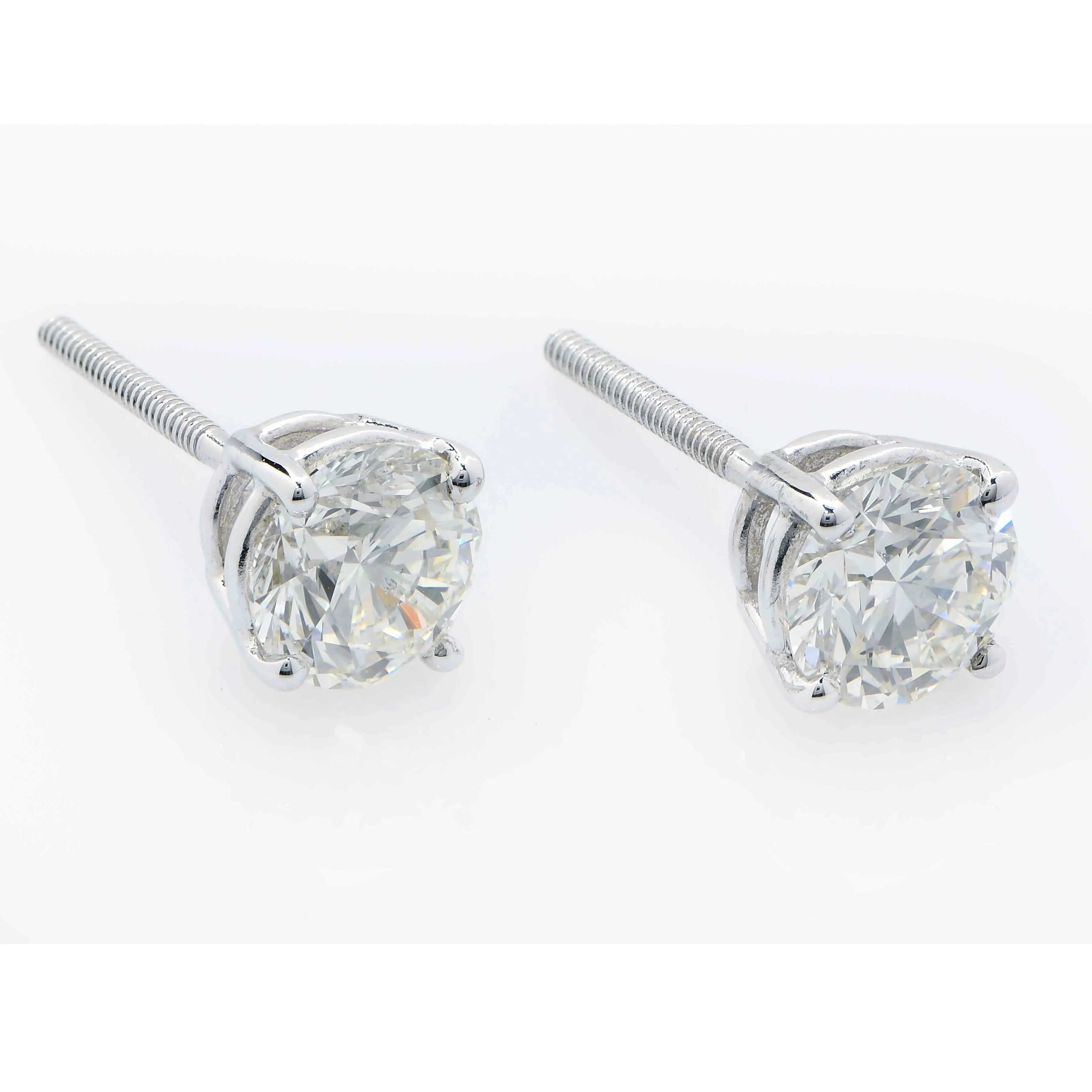 1.66 Carat Total Weight Diamond Stud Earrings