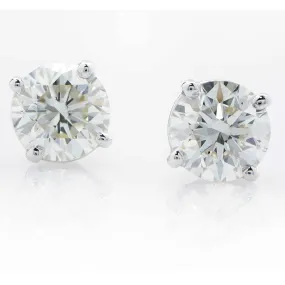 1.66 Carat Total Weight Diamond Stud Earrings
