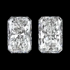 1.83ct GIA CERTIFIED F-G SI1-SI2 RADIANT CUT DIAMOND 7mm LONG STUD EARRINGS PAIR