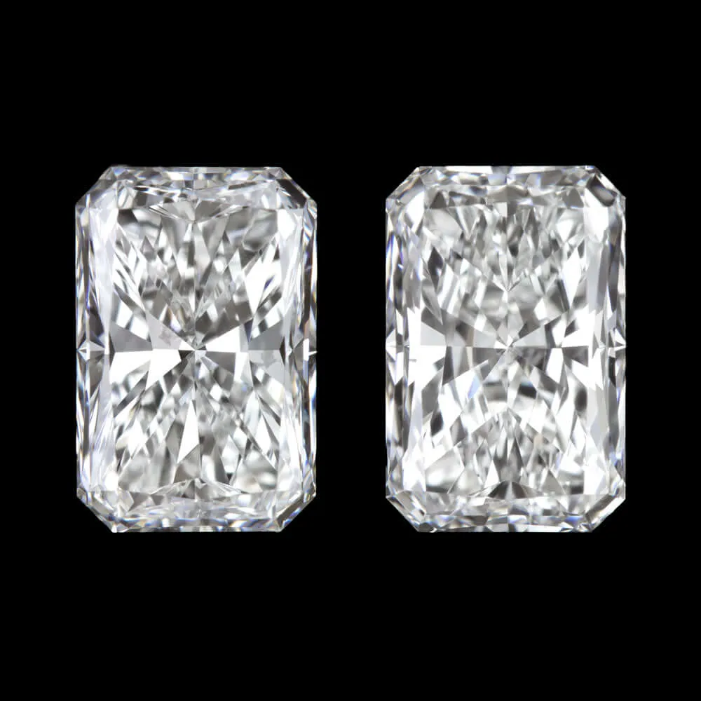 1.83ct GIA CERTIFIED F-G SI1-SI2 RADIANT CUT DIAMOND 7mm LONG STUD EARRINGS PAIR