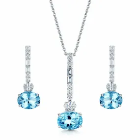 18ct White Gold Aquamarine Jewellery Set