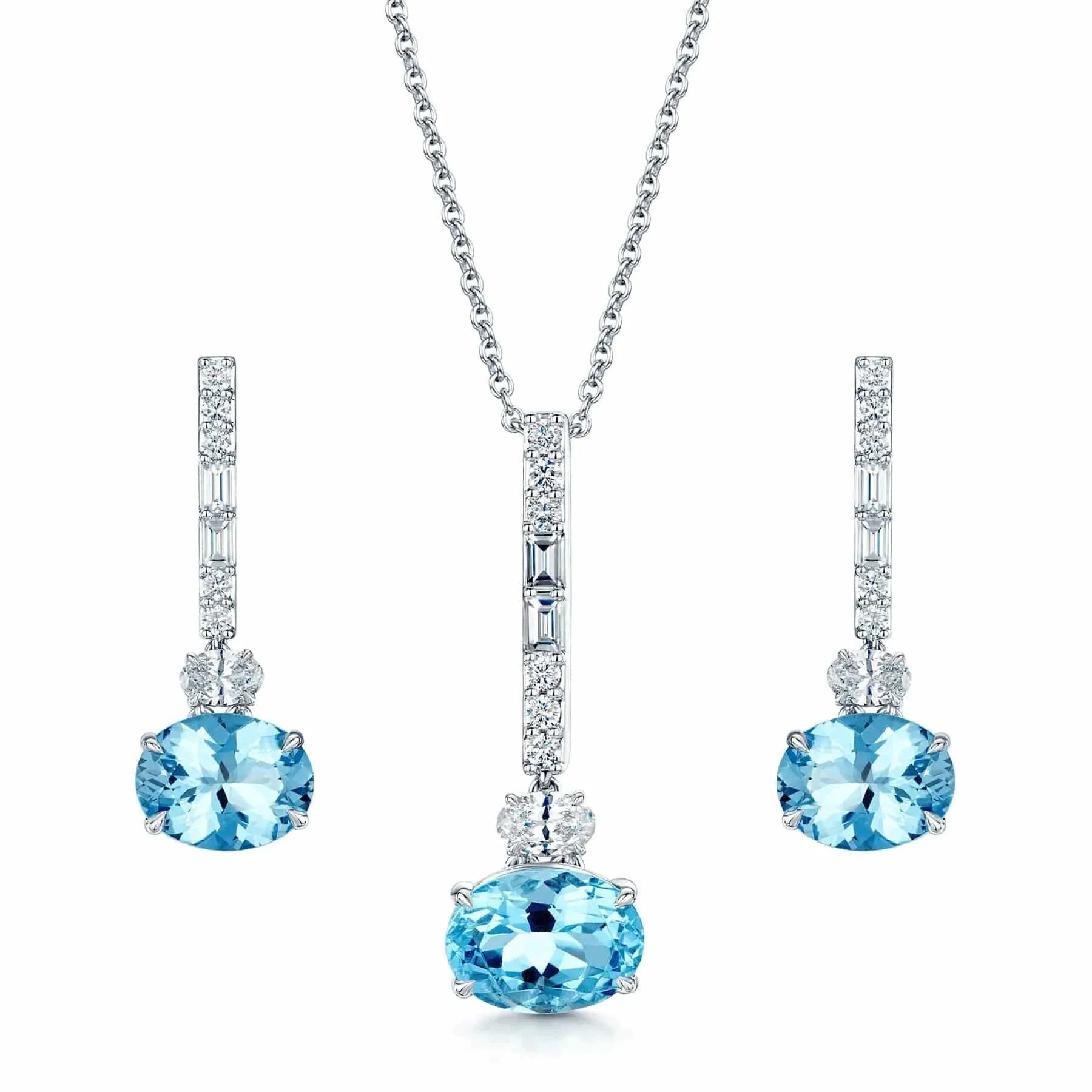18ct White Gold Aquamarine Jewellery Set