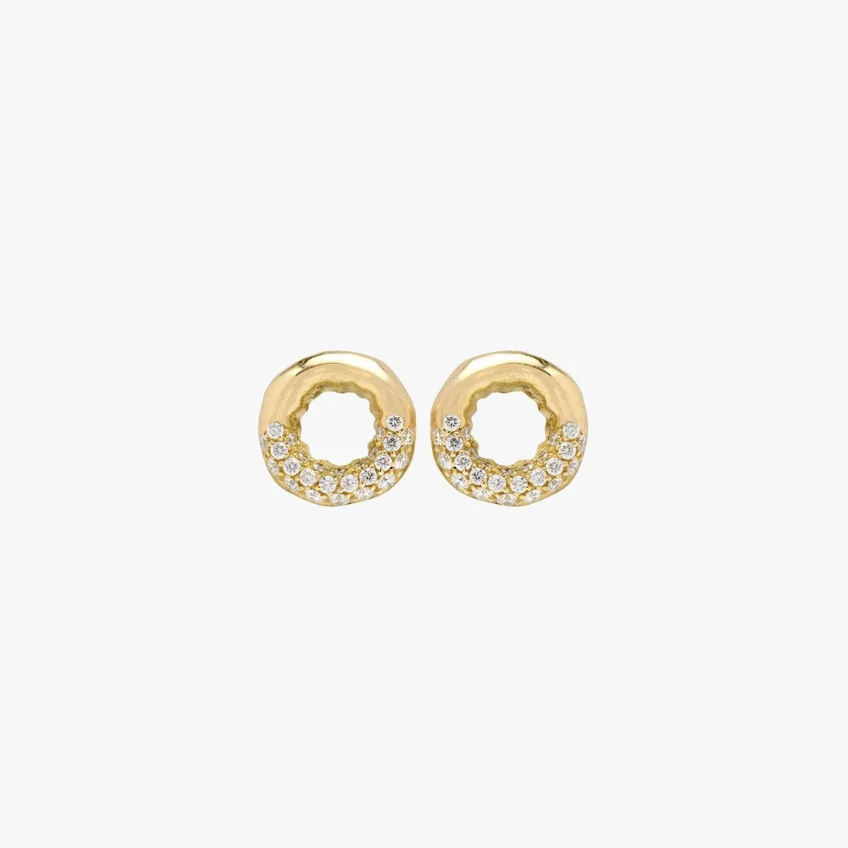 18kt Yellow Gold Earrings with Semi Pavé of White Diamonds - MO2093HP