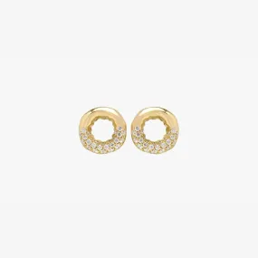 18kt Yellow Gold Earrings with Semi Pavé of White Diamonds - MO2093HP