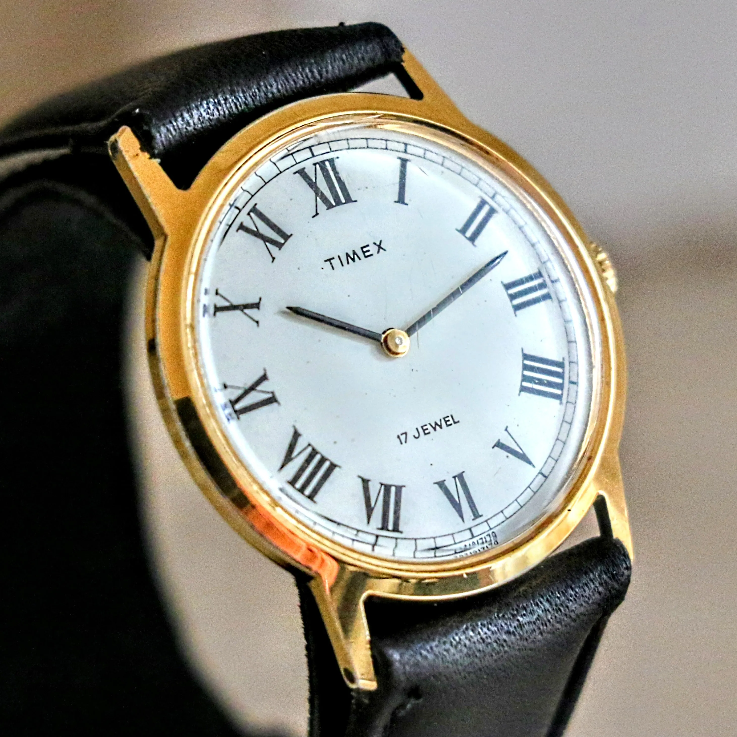 1979 TIMEX Watch Roman Numerals 17 Jewels Manual Wind 33mm Wristwatch