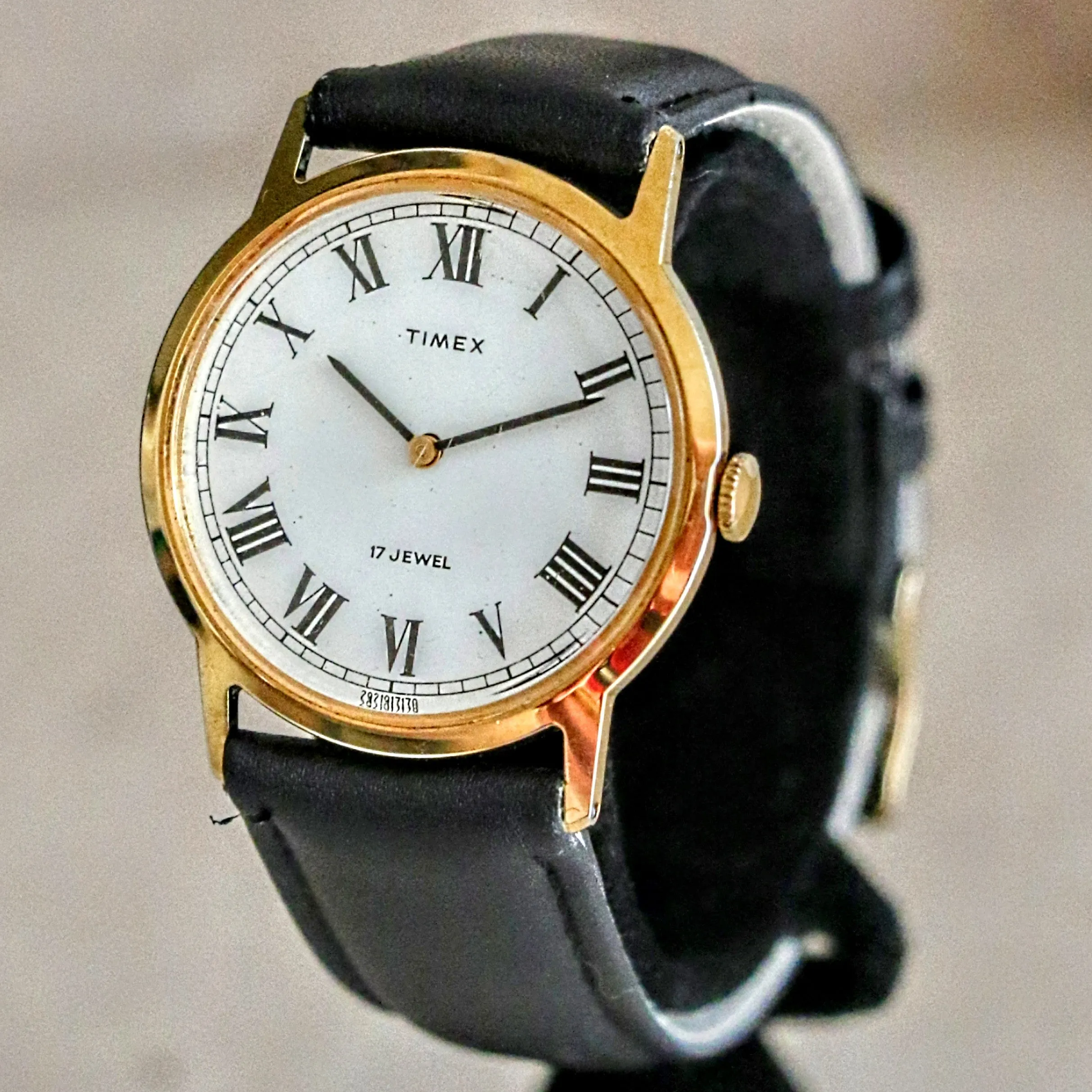 1979 TIMEX Watch Roman Numerals 17 Jewels Manual Wind 33mm Wristwatch