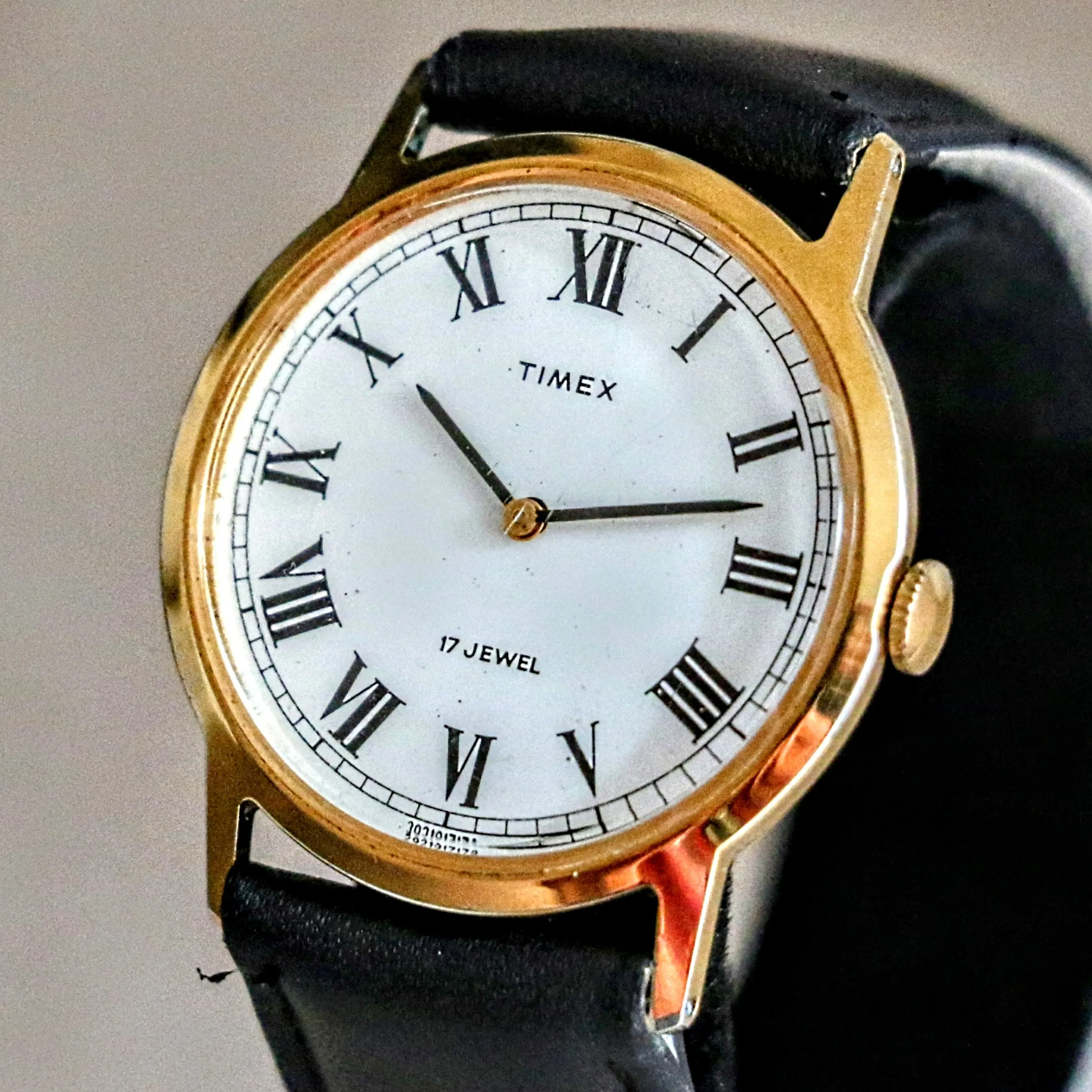 1979 TIMEX Watch Roman Numerals 17 Jewels Manual Wind 33mm Wristwatch