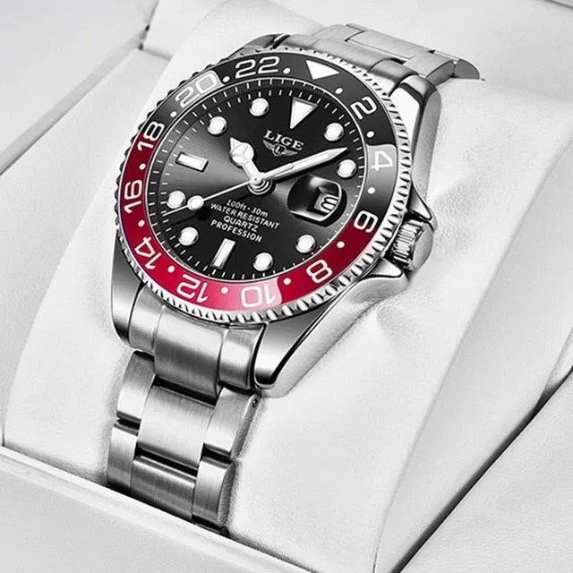 2022 New LIGE Mens Watches Fashion Business Waterproof Quartz Wrist Watch Men Top Brand Luxury Stainless Steel Sport Clock Male